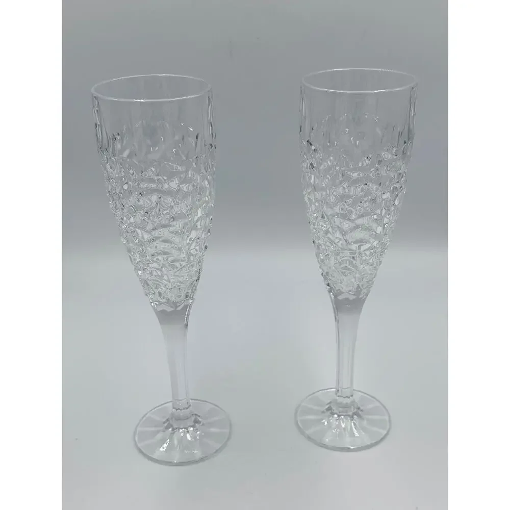 Rogaska Ice Cold Crystal Champagne Toasting Fluted Glasses